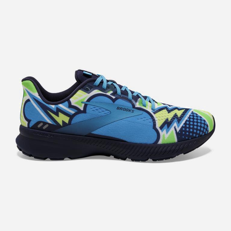 Brooks Launch 8 NZ - Men's Light Cushion Road Running Shoes - Navy/Blue/Green (73816-LANR)